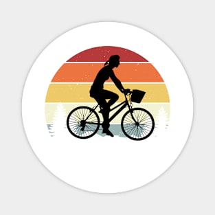 Cyclist vintage retro sunset style Magnet